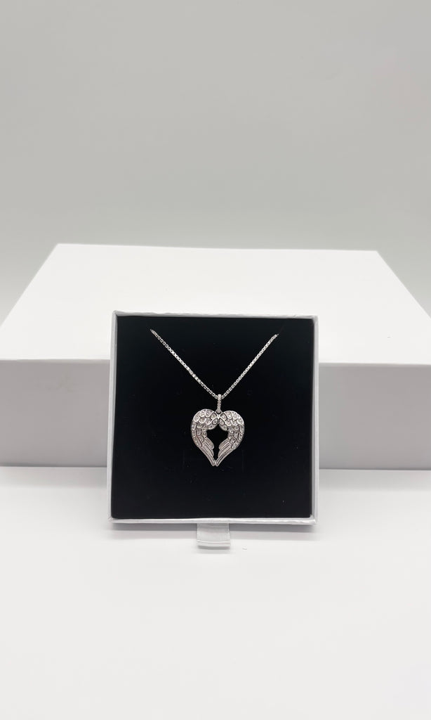 Sterling silver double Angel Wing Z Pendant on 18" chain