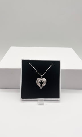 Sterling silver double Angel Wing Z Pendant on 18" chain