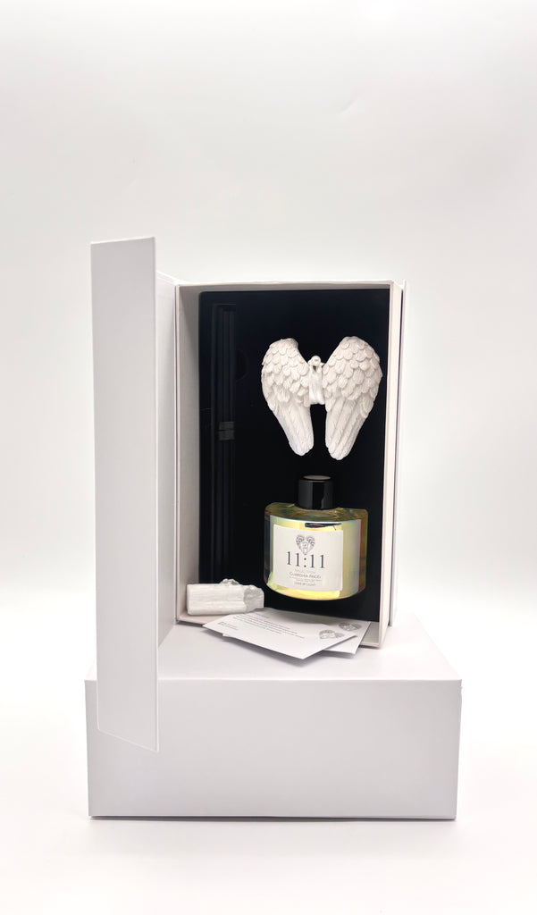 Angel Wish - 11:11 Guardian Angel Essential Oil Reed Diffuser with Angel Wing & Selenite Luxury Gift Set