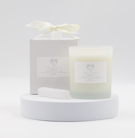 Angel Wish - Manifest - Crystallise Your Vision Essential Oil Candle with Selenite 30cl