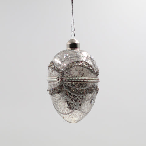 Decorated Silver Locket Bauble with White Feather
