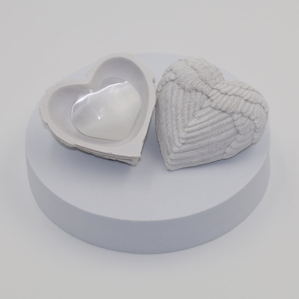 Angel Wing Keepsake Box with Selenite Heart inside