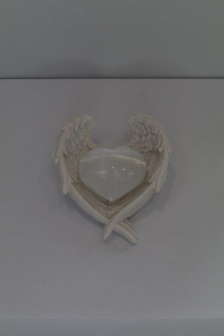 Selenite Heart (mini) in Angel Wing Dish - Little Gift Hut