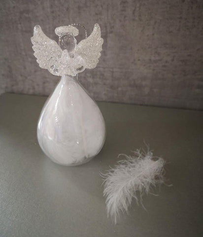 White Feather Glass Angel (Small)