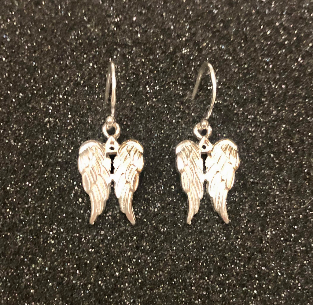 Stunning Double Angel Wing Pendant Earrings (Sterling silver)
