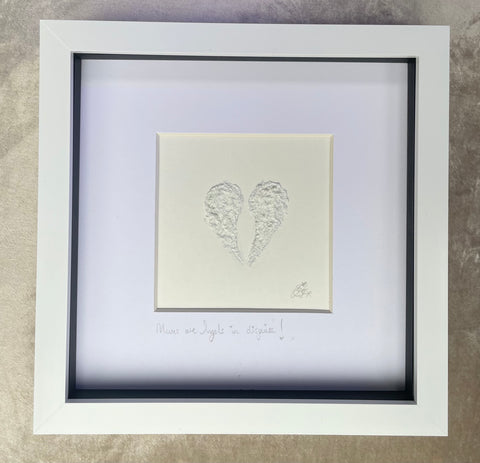 Hand painted Angel Wings with Selenite, framed