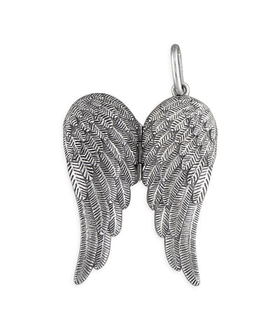 Single Angel Wing Deep Locket on an 18inch Sterling Silver Chain