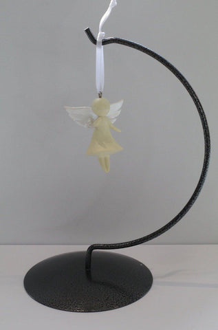 Hanging White Angel Ornament, Little White Angel Blowing a Kiss - Christmas tree decoration, Angel Hanger, Memory Gift