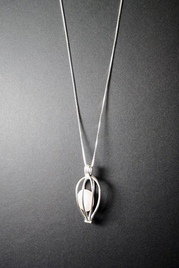 Sterling Silver And Crystal Cage Necklace