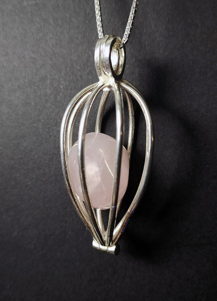 Crystal Cage Pendant - with 18 Box Chain (Sterling Silver