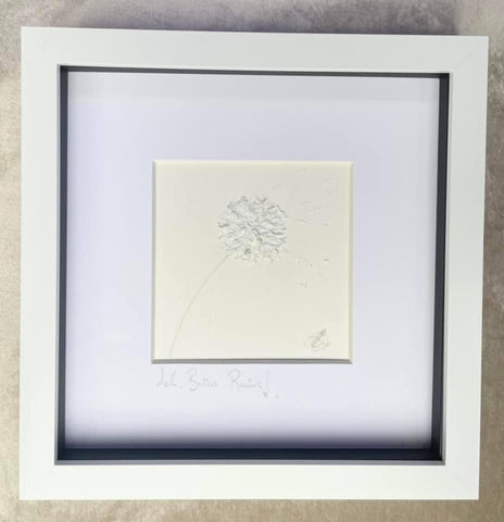 Hand Painted Dandelion with Selenite Framed Artwork - Make A Wish!
