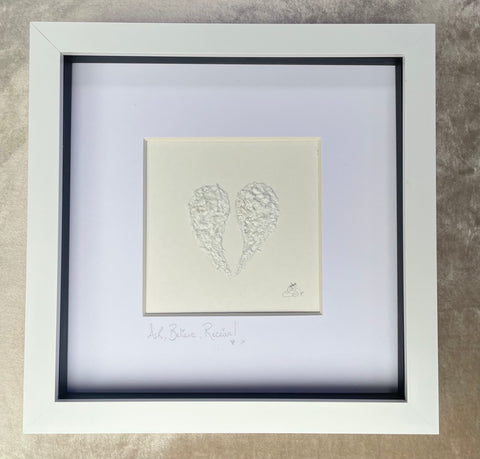 Hand painted Angel Wings with Selenite, framed